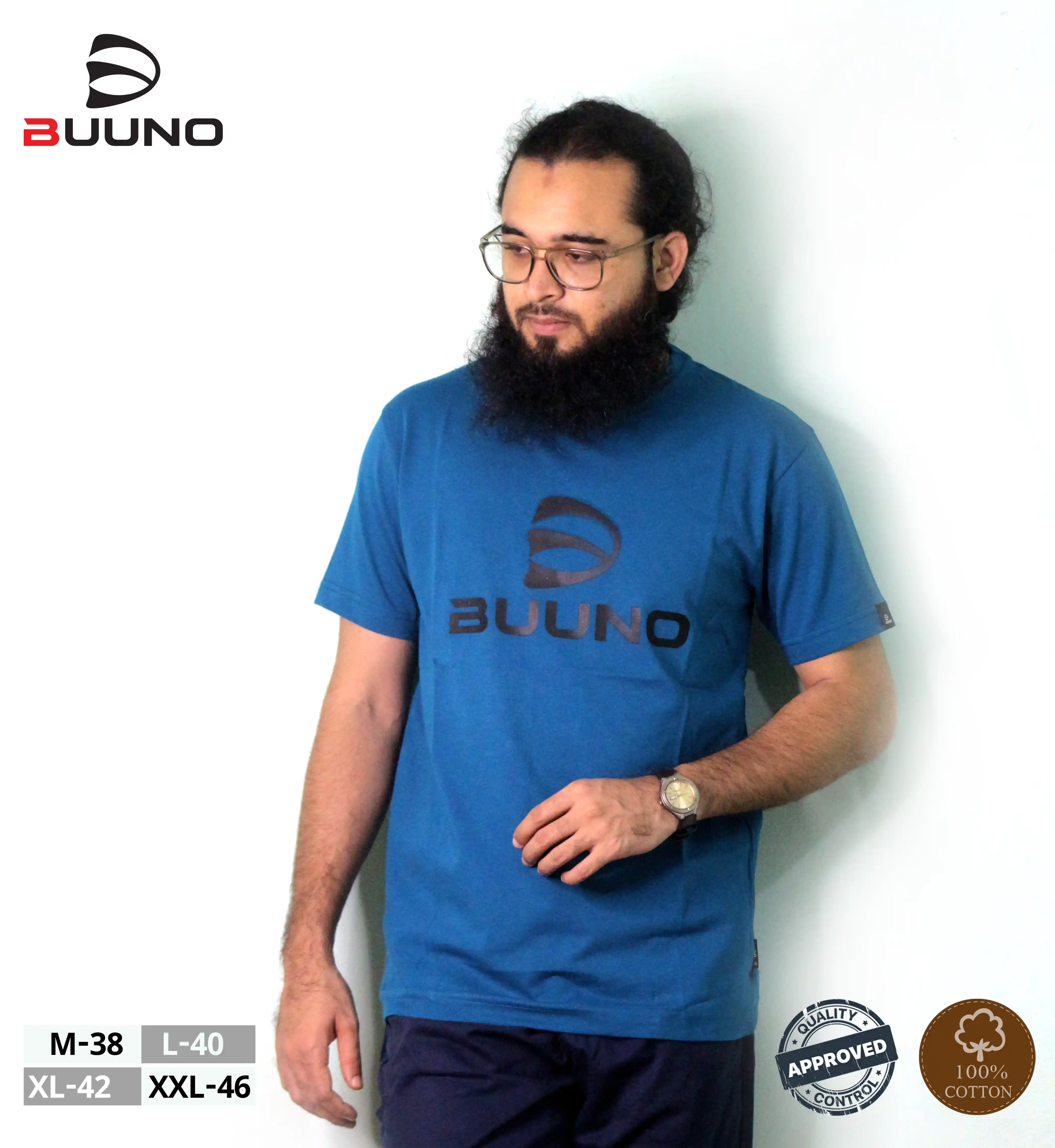 Buuno Mens Premium Design T-Shirt(Blue)