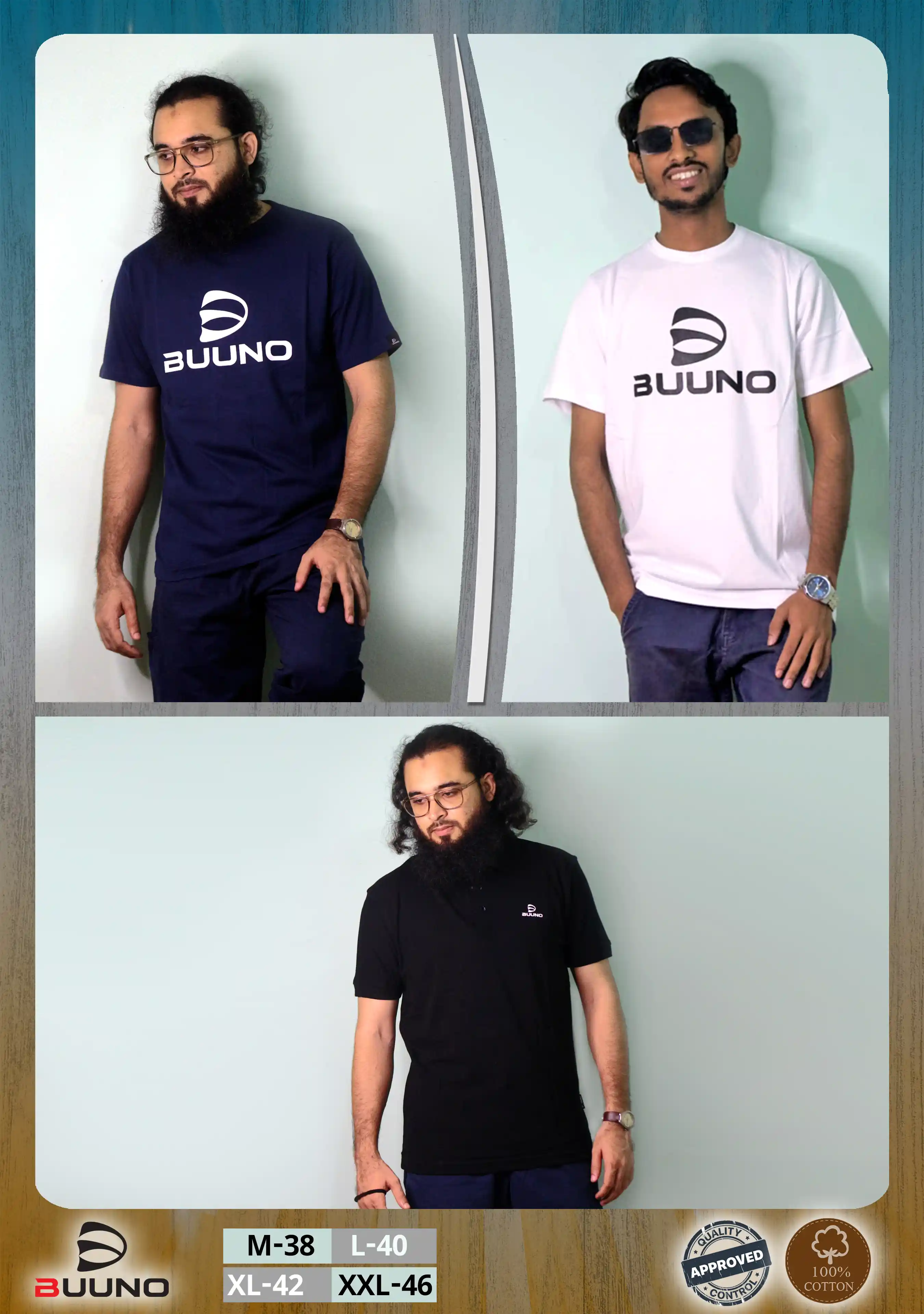 Buuno Mens Premium Design Polo & T-Shirt Combo Pack 03