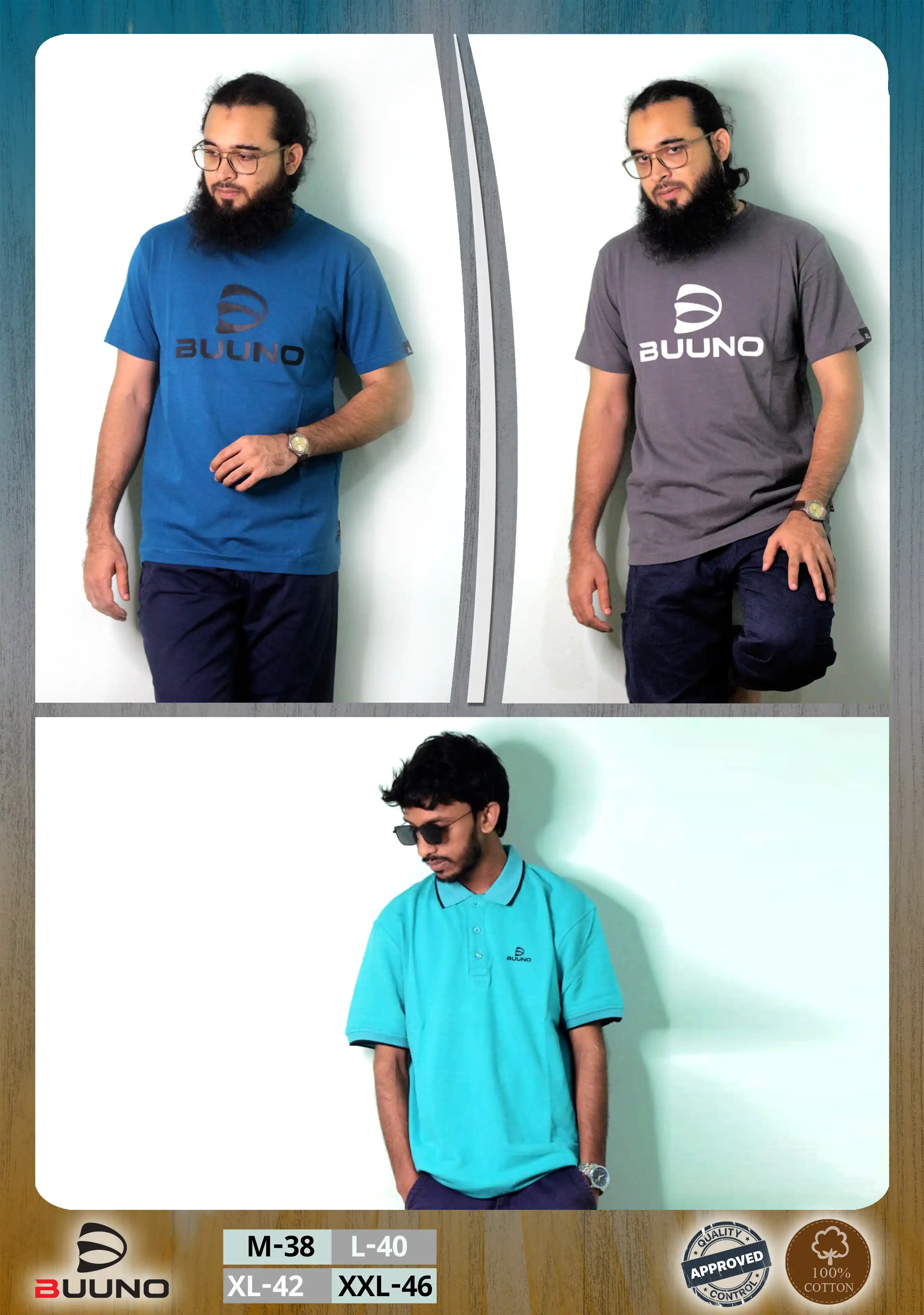 Buuno Mens Premium Design Polo & T-Shirt Combo Pack 05